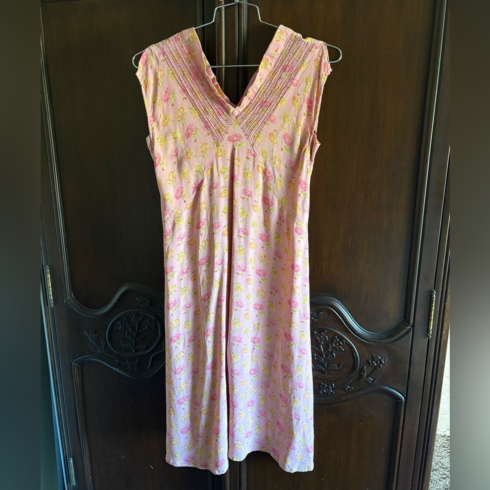 Vintage April Cornell Pink Floral Cottagecore Dress size Medium
